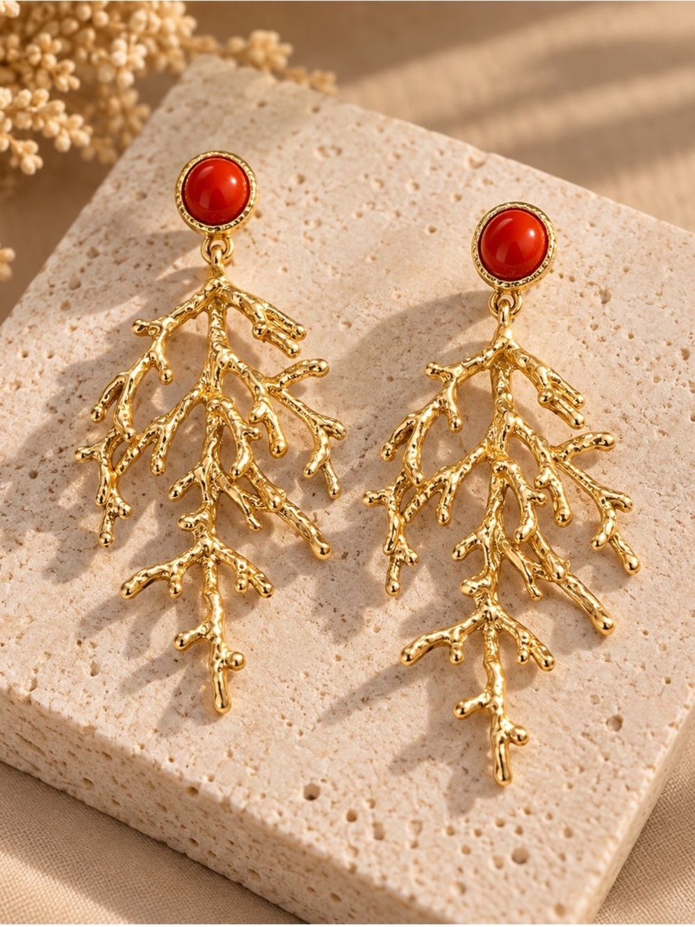 Branch Drop Earrings Sculptural Botanical Statement Dangle Jewelry